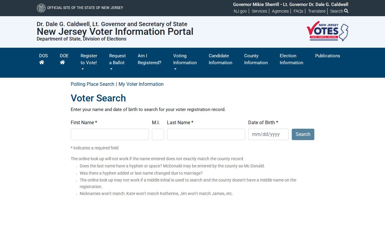 Burlington County resident records New Jersey voter search