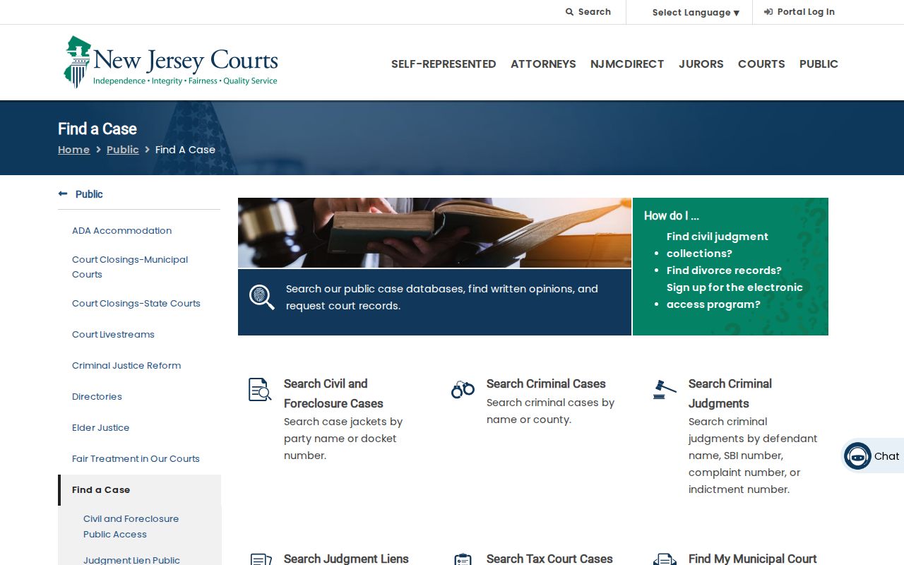 Burlington County resident records New Jersey courts case search