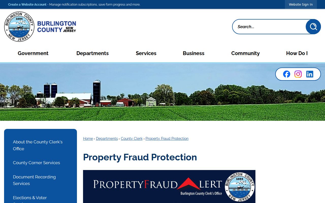 Burlington County residents directory property fraud protection service