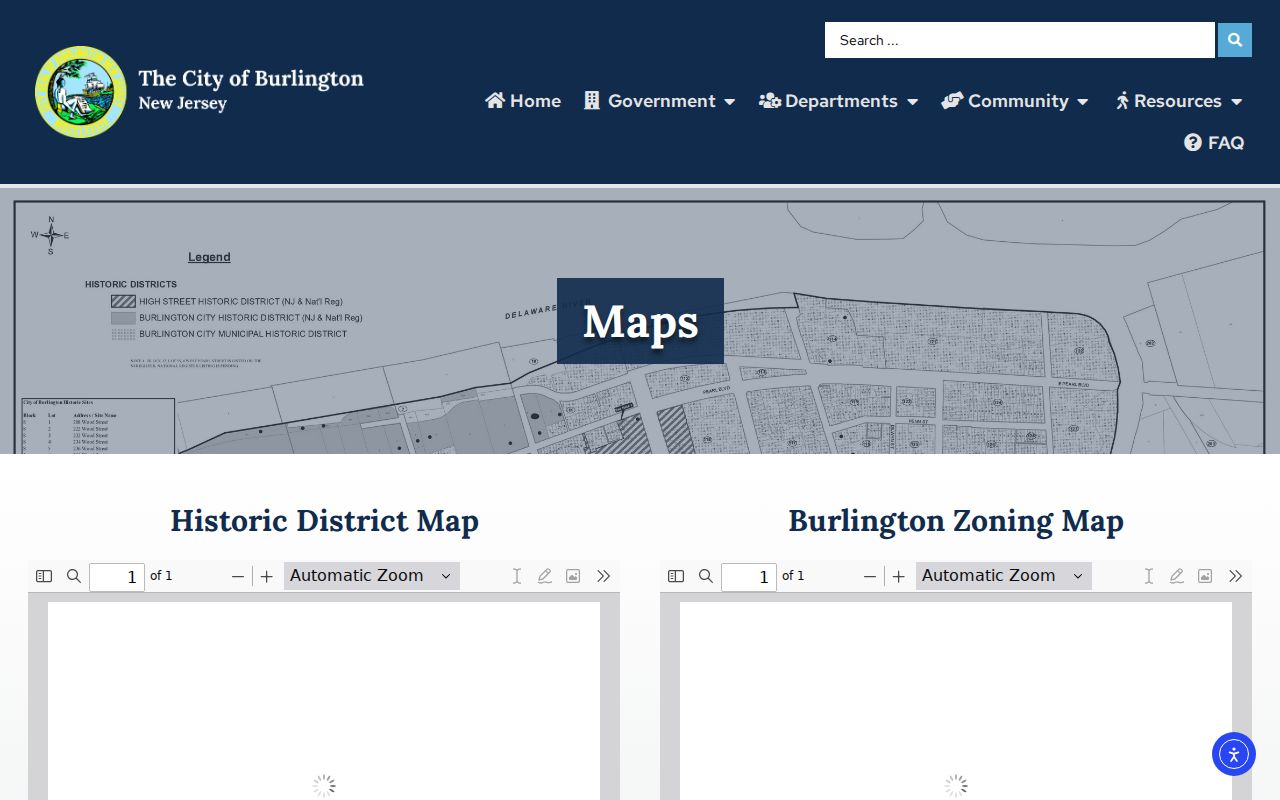 Burlington County neighbors source for City of Burlington civic maps