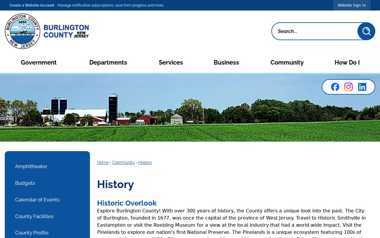 Burlington County past-resident county history and address continuity