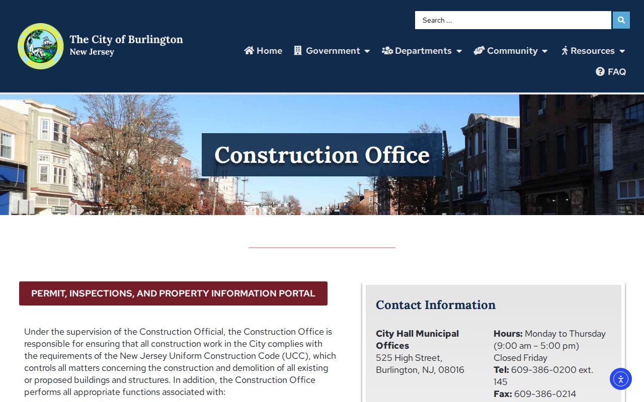 Burlington County street directory construction office records