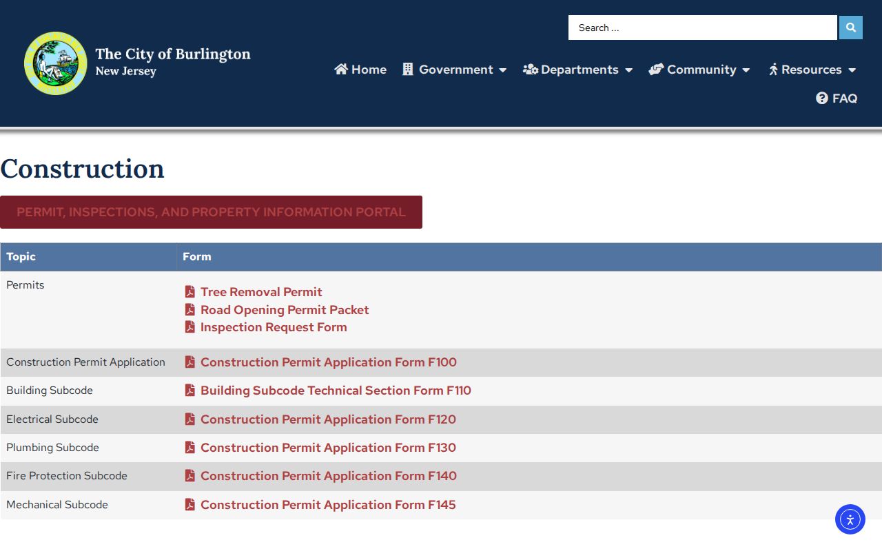 Burlington County street directory permits and applications